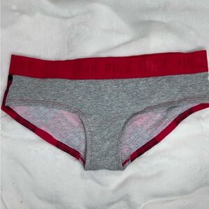 Victoria's Secret Gray/Plaid Hipster Panties with Red Waistband